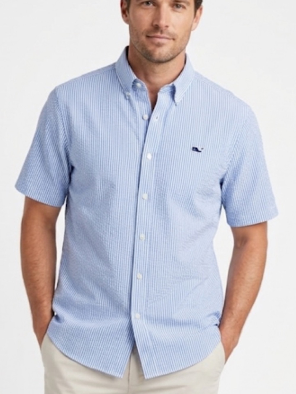 Vineyard Vines Striped Seersucker Performance Casual Button Down Shirt